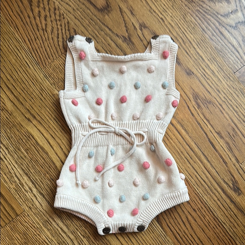 Adorable Polka Dot Knit Baby Romper